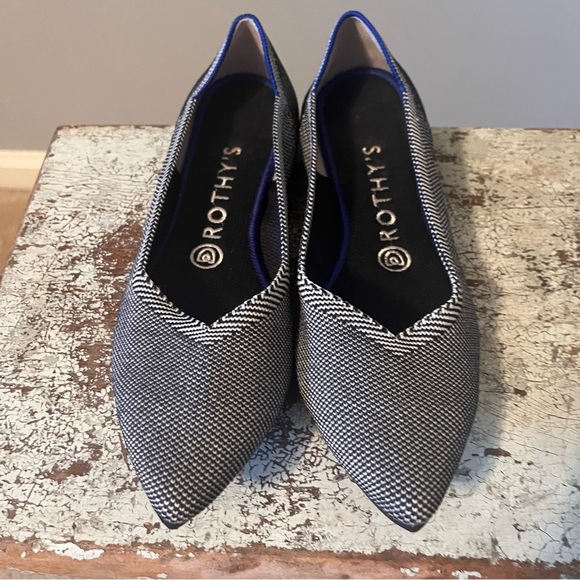 Rothy’s Black/White The Point Ballet Flats Size 8 - Picture 1 of 13